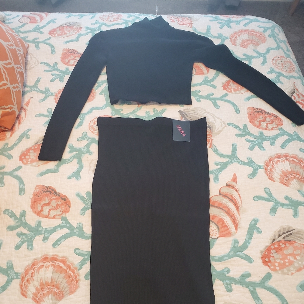 Knit Crop top and Knit long Skirt